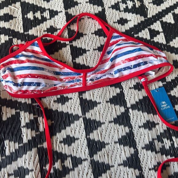 Cupshe Red and Blue Striped Bikini Bottom   D - Picture 5 of 5